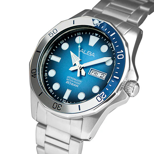 ALBA Light Blue & Black Gradation Dial Automatic Watch AL4549X1 - KRISHNA WATCH COMPANY