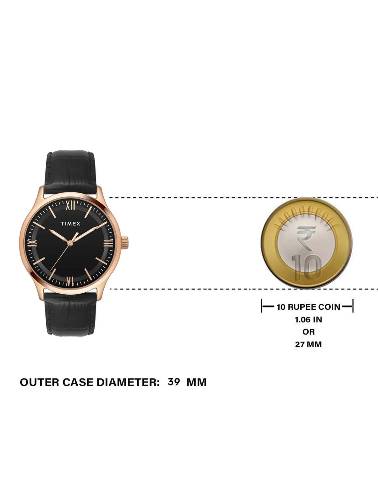 Timex Men Black Round Analog Brass Dial Watch- TW0TG6521 - KRISHNA WATCH COMPANY