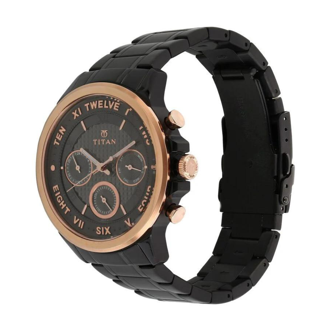 TITAN Anthracite Dial Black Stainless Steel Strap Watch NN1747KM02 (DG777) - KRISHNA WATCH COMPANY