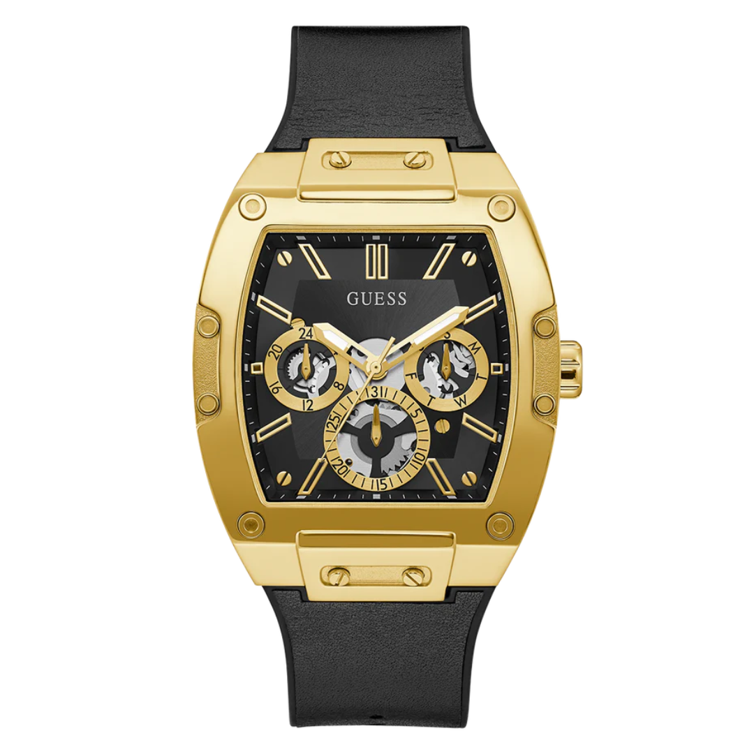 Guess Mens Black Gold Tone Multi-function Watch GW0202G1 - KRISHNA WATCH COMPANY