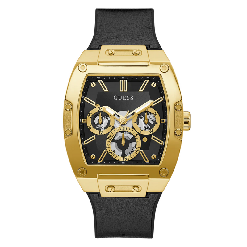 Guess Mens Black Gold Tone Multi-function Watch GW0202G1 - KRISHNA WATCH COMPANY