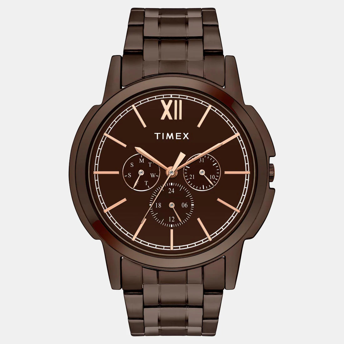TIMEX Men's Brown Round Chronograph Stainless Steel Watch TW000U324 - KRISHNA WATCH COMPANY