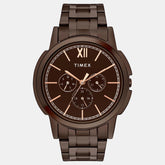 TIMEX Men's Brown Round Chronograph Stainless Steel Watch TW000U324