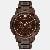 TIMEX Men's Brown Round Chronograph Stainless Steel Watch TW000U324