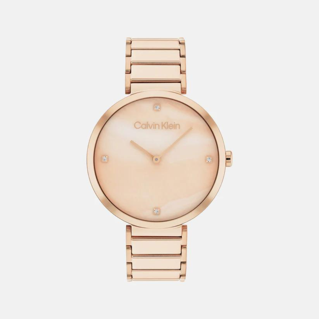 Calvin Klein Minimalistic T-Bar Female Rose Gold Analog Stainless Steel Watch 25200429 - KRISHNA WATCH COMPANY