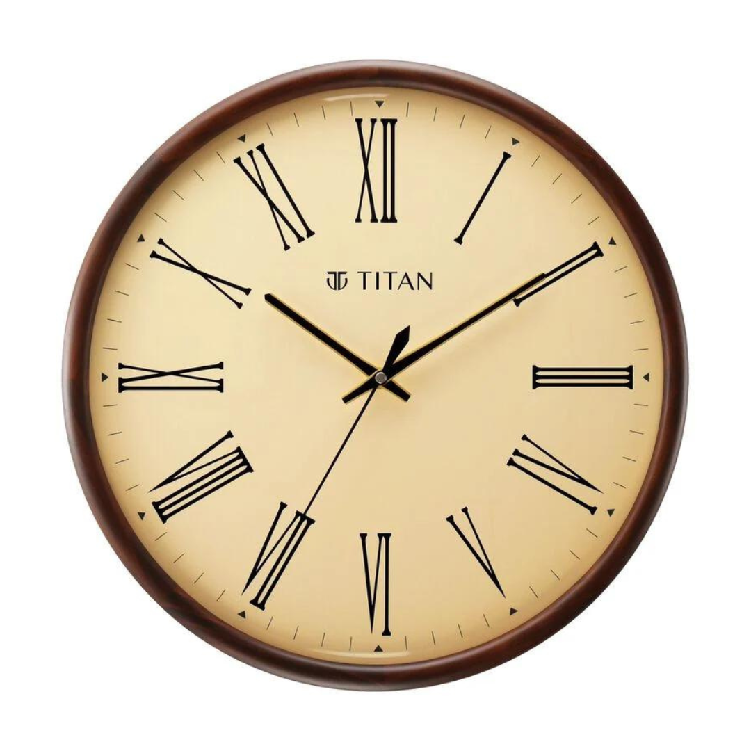 Classic Brown Colour Wooden Wall Clock with Roman Numerals and Silent Sweep - 40 cm x 40 cm (Large) W0065WA01 - KRISHNA WATCH COMPANY