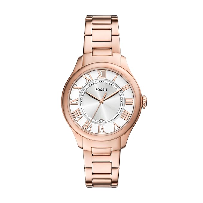 Fossil Gilmore Three-Hand Date Rose Gold-Tone Stainless Steel Watch - ES5394 - KRISHNA WATCH COMPANY