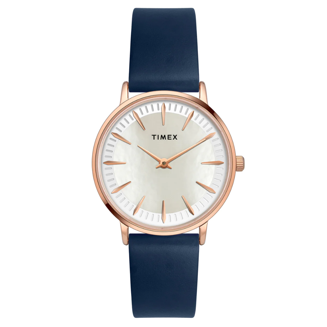 Timex Fashion Women's Mother Of Pearl Dial Round Case 2 Hands Function Watch -TWEL15605 - KRISHNA WATCH COMPANY