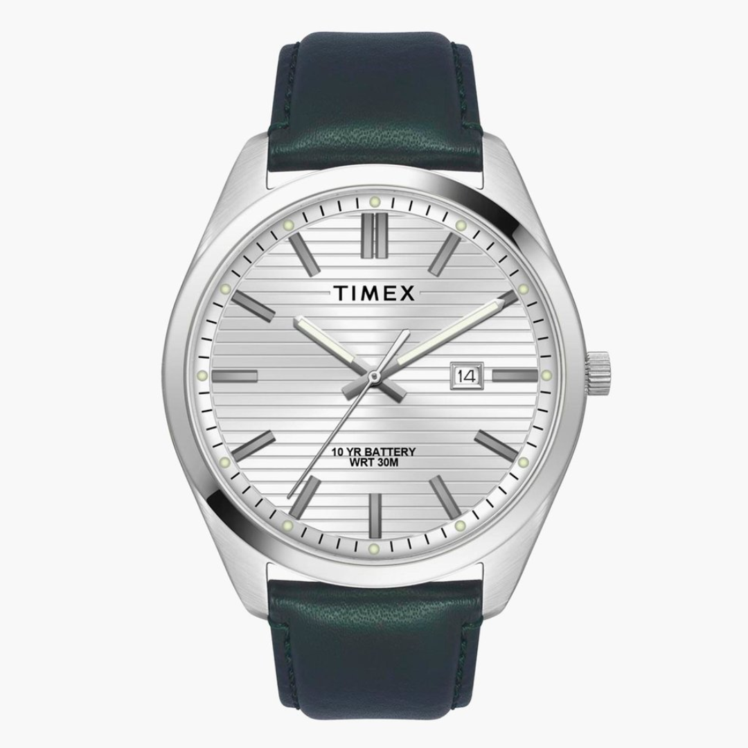 Timex E Class Male Silver Analog Leather Watch TWTG10407 - KRISHNA WATCH COMPANY