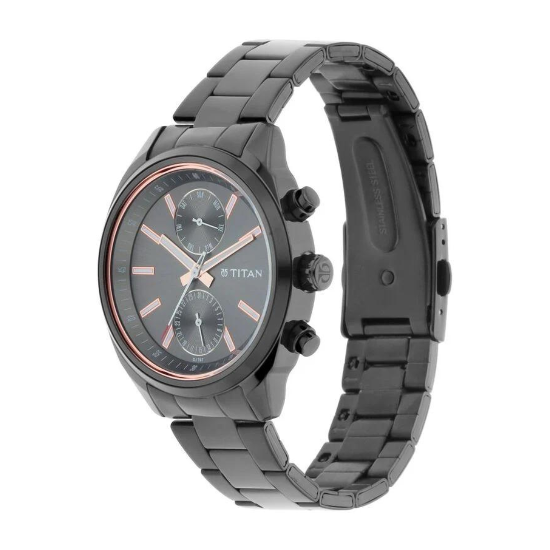 Titan Anthracite Dial Stainless Steel Strap Watch 1733NM01 - KRISHNA WATCH COMPANY
