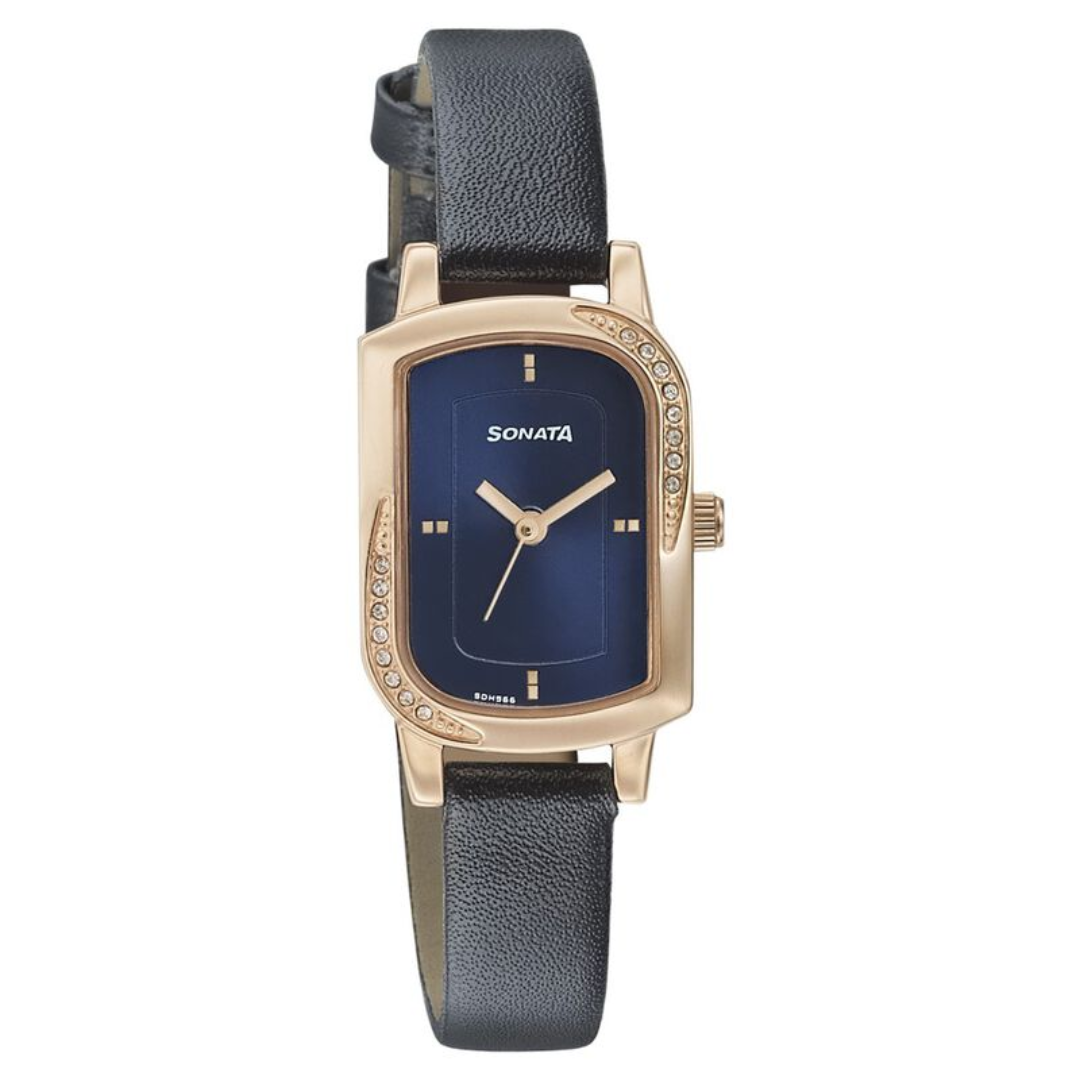 Sonata Blush Blue Dial Women Watch With Leather Strap - 87001WL01 - KRISHNA WATCH COMPANY