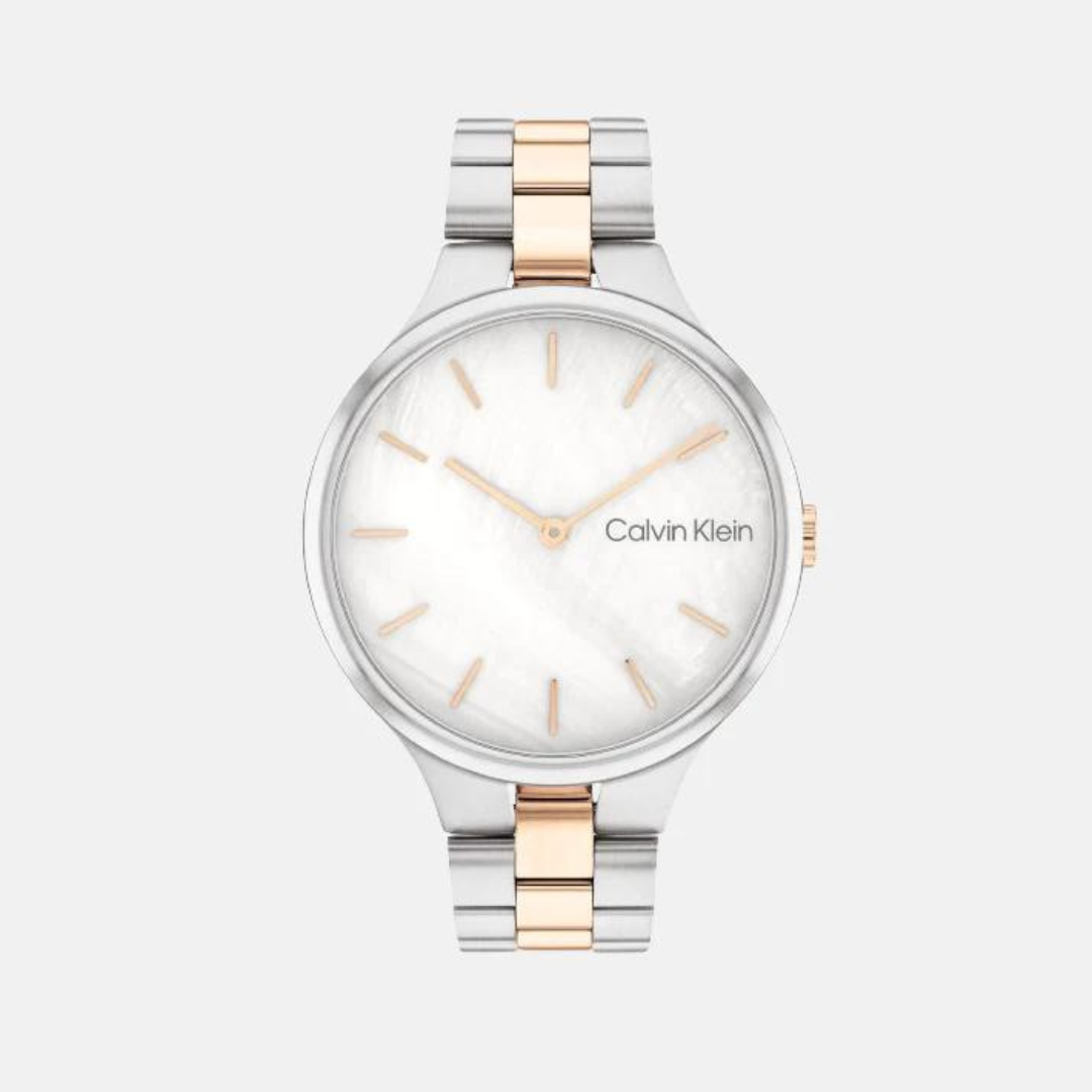 Calvin Klein Linked Female White Analog Stainless Steel Watch 25200428 - KRISHNA WATCH COMPANY