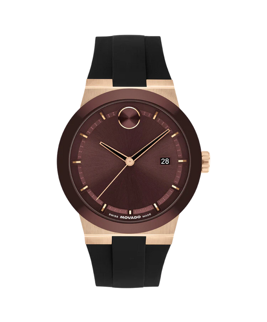 Movado Bold Men Quartz Cherry Dial Analog Silicone Watch 3601214