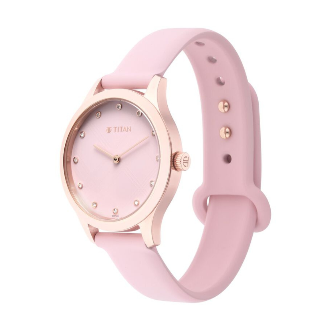 Titan Athleisure - Pink Dial Rubber Strap Watch NP95125WP02 - KRISHNA WATCH COMPANY