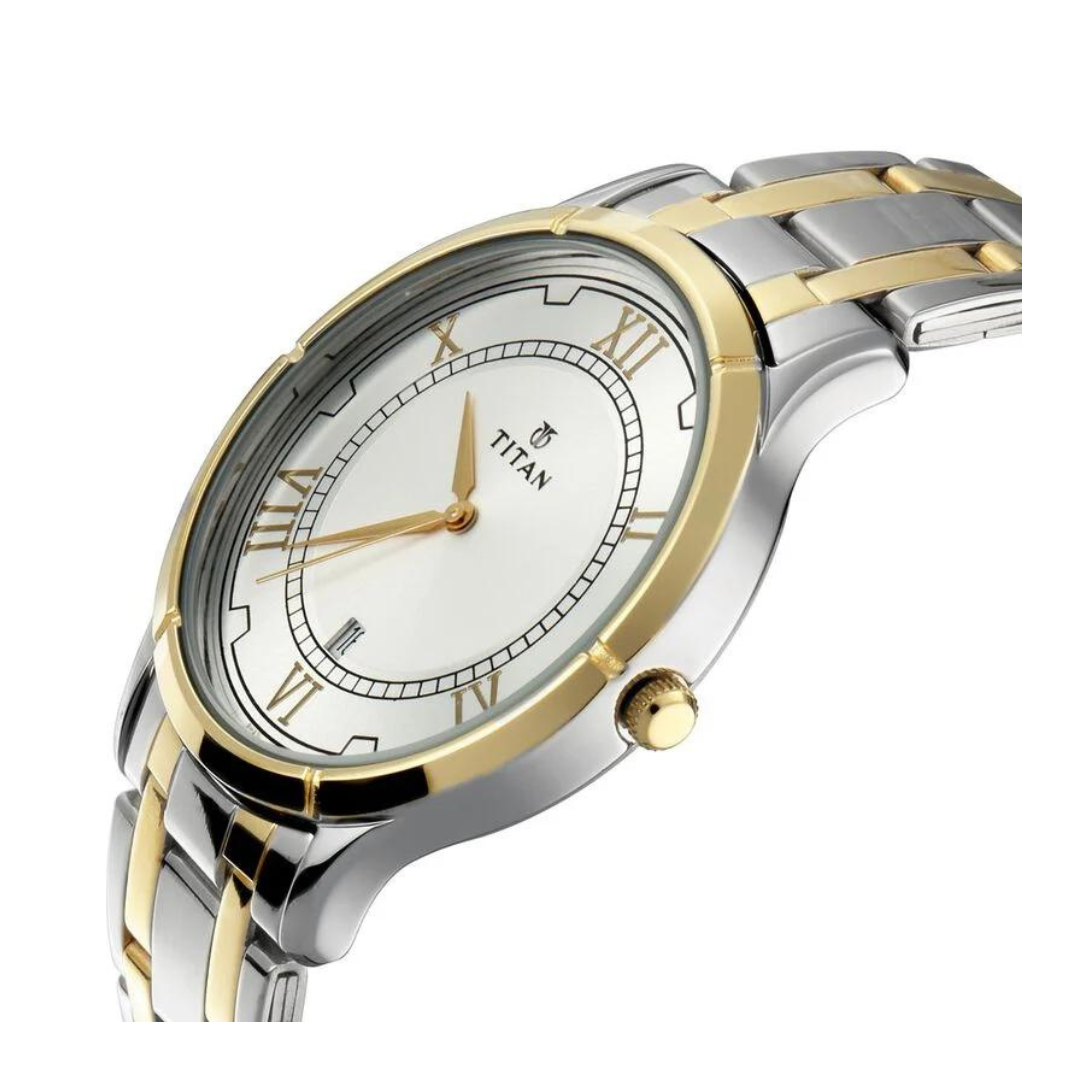 Titan Bandhan Silver White Dial Stainless Steel Pair Watch 17752481BM01 - KRISHNA WATCH COMPANY