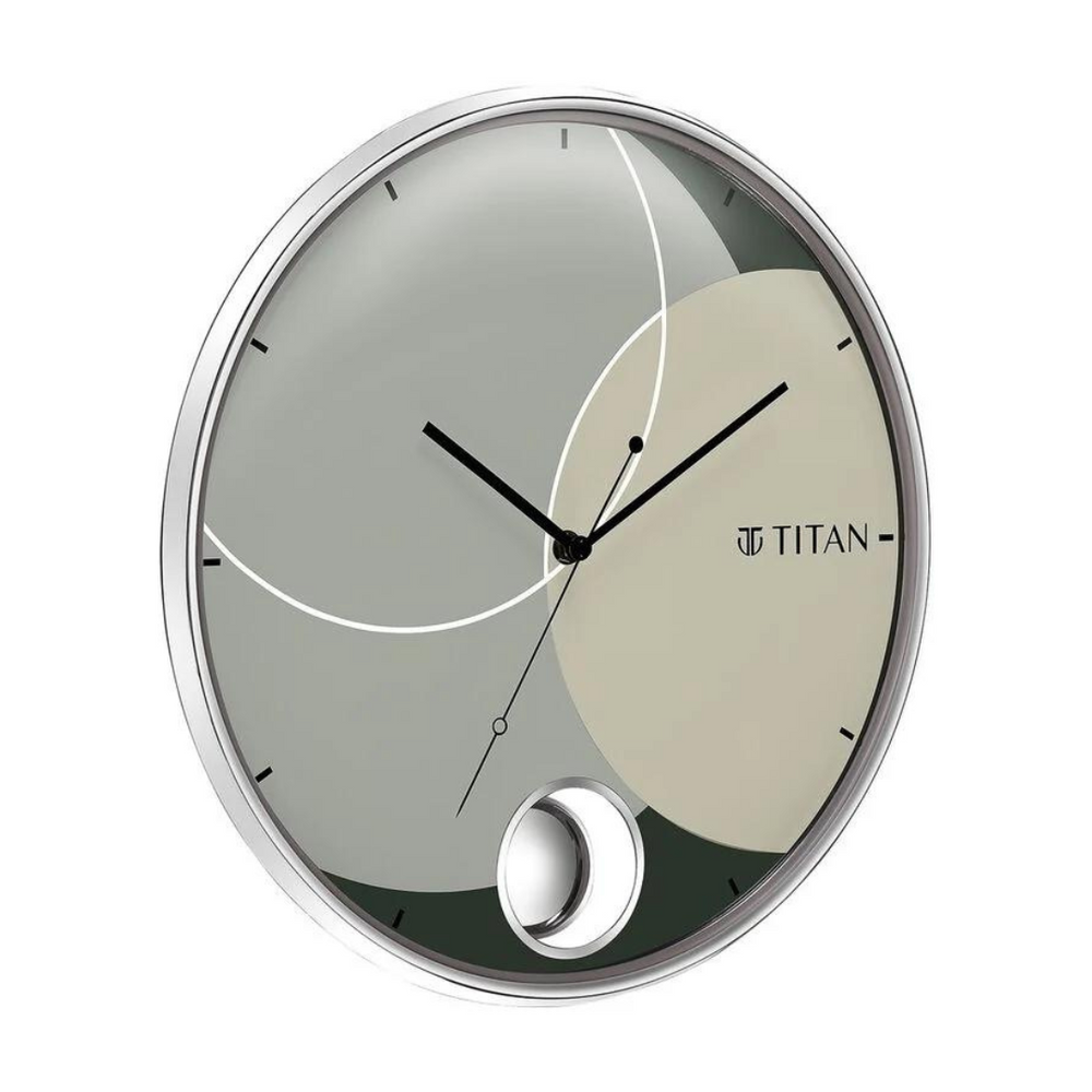 Titan Contemporary Round Pendulum Clock with a Metallic Finish and Silent Sweep - W0069PP01 - KRISHNA WATCH COMPANY