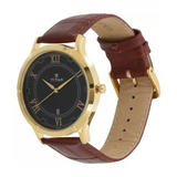 Titan Black Dial Brown Leather Strap Watch NP1775YL01 (DH368)