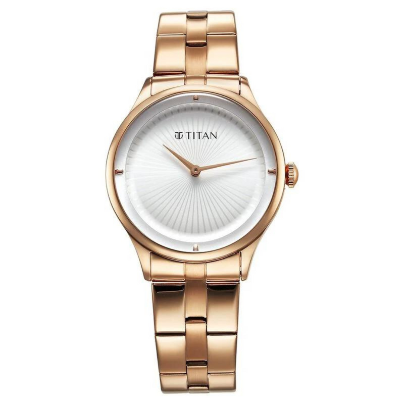 Titan Workwear Quartz Analog White Dial Stainless Steel Strap Watch for Women 95185WM02 - KRISHNA WATCH COMPANY