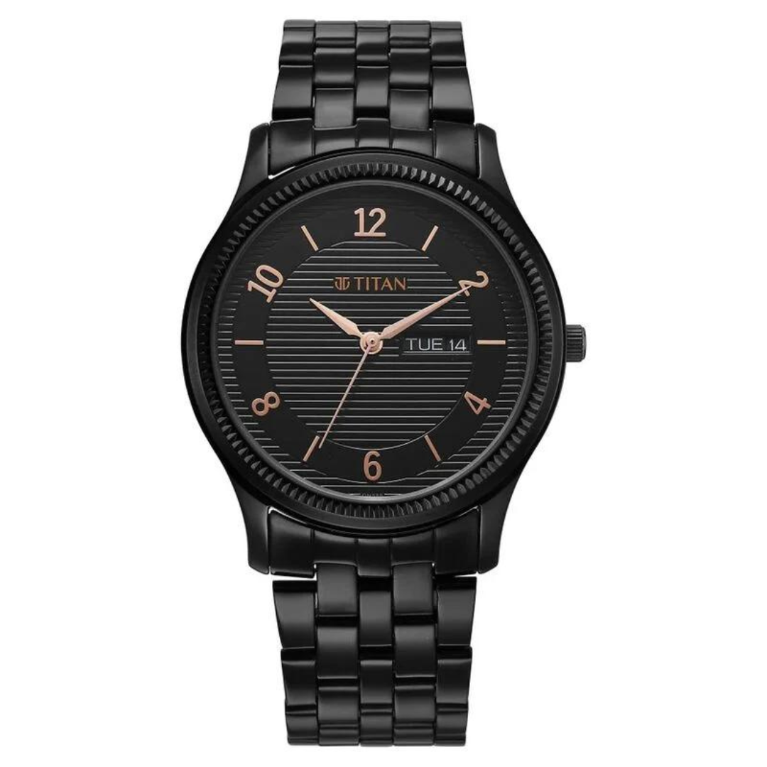 Titan Karishma Black Dial Watch for Men 1823QM01