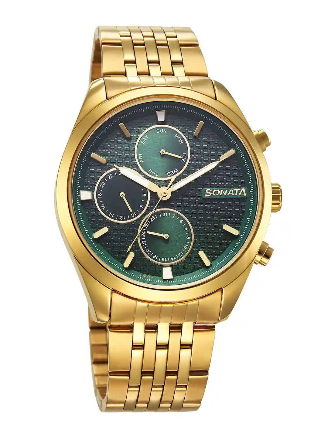 Sonata Magna Quartz Round Dial Men's Analog Watch - 7155YM01 - KRISHNA WATCH COMPANY