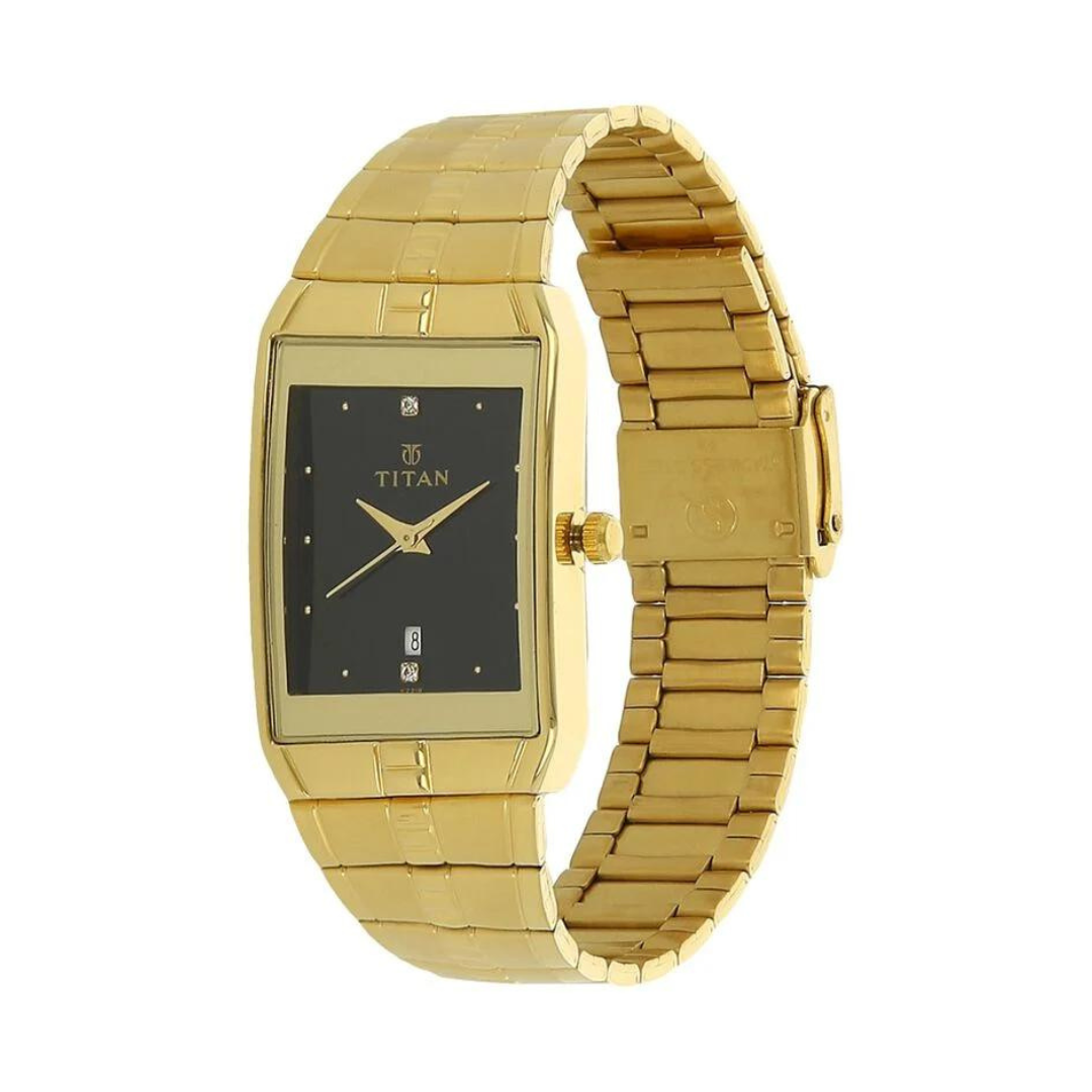 Titan Black Dial Golden Metal Strap Watch - 9151YM05 - KRISHNA WATCH COMPANY