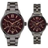 Timex Unisex Burgundy Round Dial Analog Pair Watches - TW00PR314