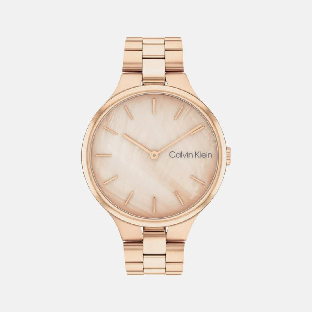Calvin Klein Linked Female Mother Of Pearl Analog Watch - 25200427 - KRISHNA WATCH COMPANY