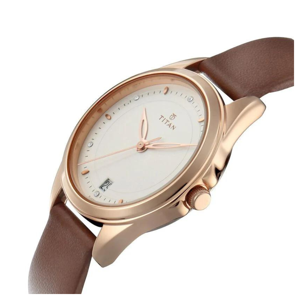 Titan Bandhan Silver White Dial Leather Pair Watches 17742565WL01 - KRISHNA WATCH COMPANY