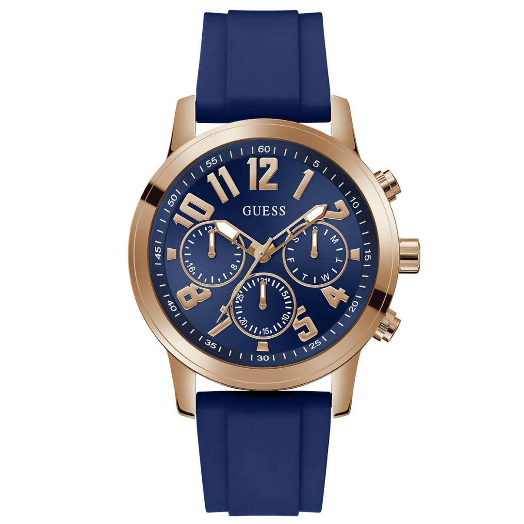 GUESS Gold Parker Navy Blue Silicone Watch GW0708G3 - KRISHNA WATCH COMPANY