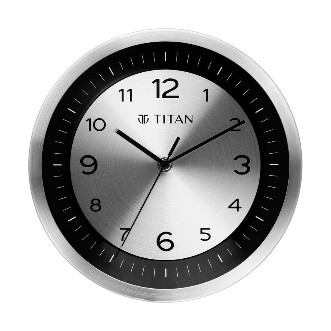 Classic Silver Wall Clock with Silent Sweep Technology - 25.0 cm x 25.0 cm (Small) W0059MA01 - KRISHNA WATCH COMPANY