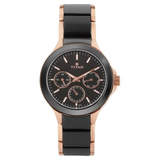 Titan Quartz Multifunction Black Dial Stainless Steel & Ceramic Strap Watch for Men 90089KD02