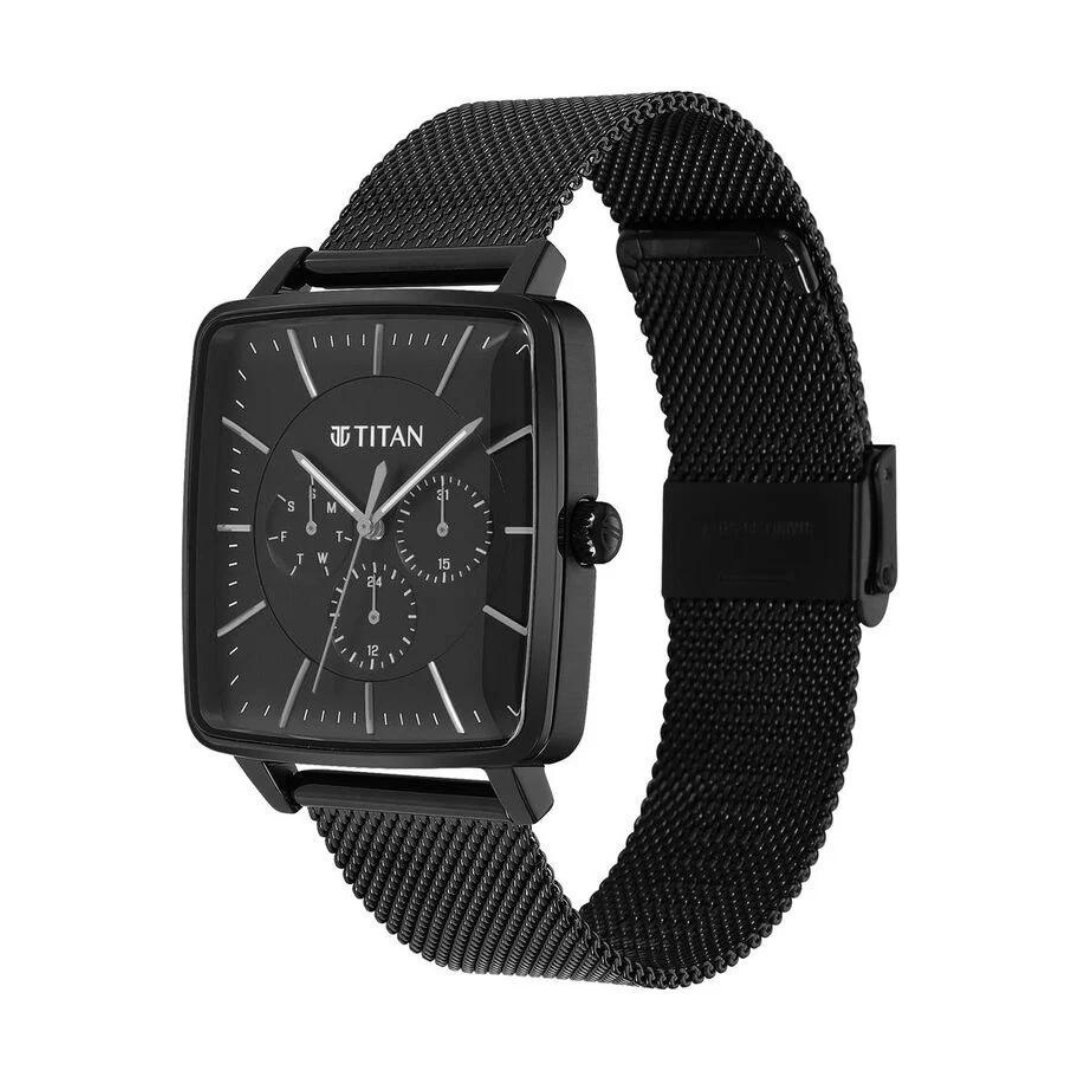 TITAN Avant Garde Black Dial Stainless Steel Strap Watch - 90147NM01 - KRISHNA WATCH COMPANY