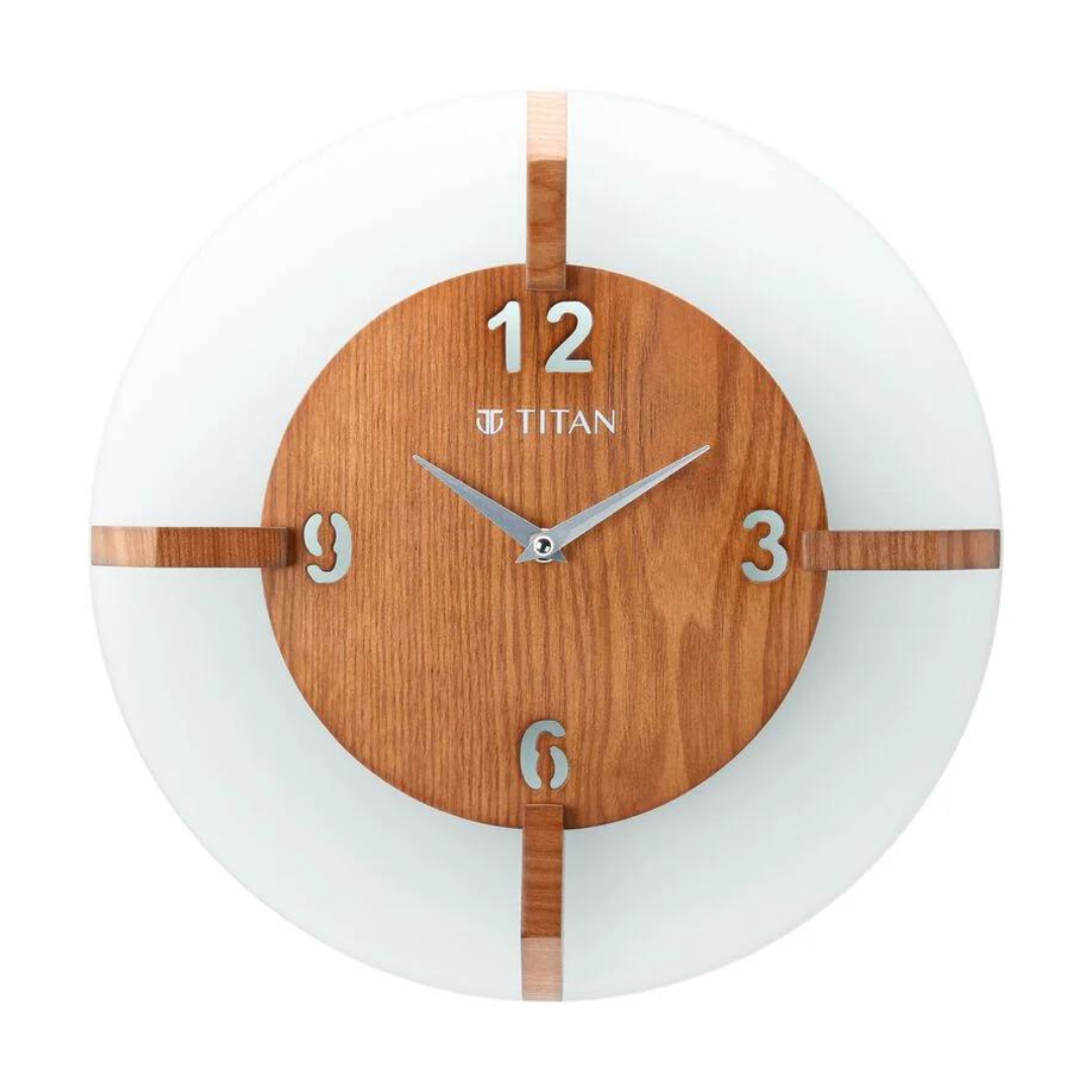 Wood & Glass Fusion Wall Clock - 32 cm x 32 cm (Medium) W0032GA01 - KRISHNA WATCH COMPANY