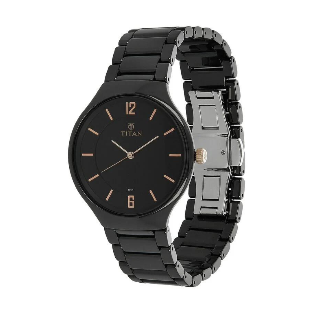 Titan Black Dial Black Ceramic Strap Watch 90014KC02 - KRISHNA WATCH COMPANY