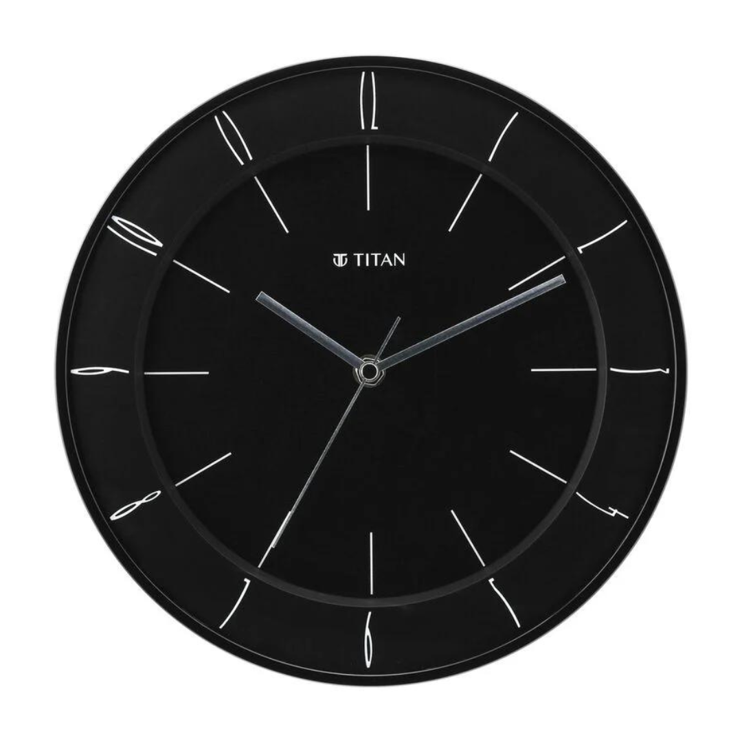Titan Black Wall Clock with Domed Glass W0010PA01 - KRISHNA WATCH COMPANY