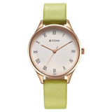 Titan Workwear Green Leather Strap watch for Women 2649WL03