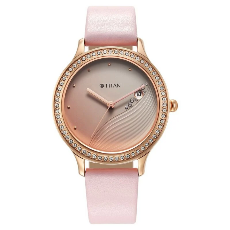 Titan Purple Glam It Up Pink Dial Analog with Date Strap Watch for Women 2634WL02 / NS2634WL02 - KRISHNA WATCH COMPANY