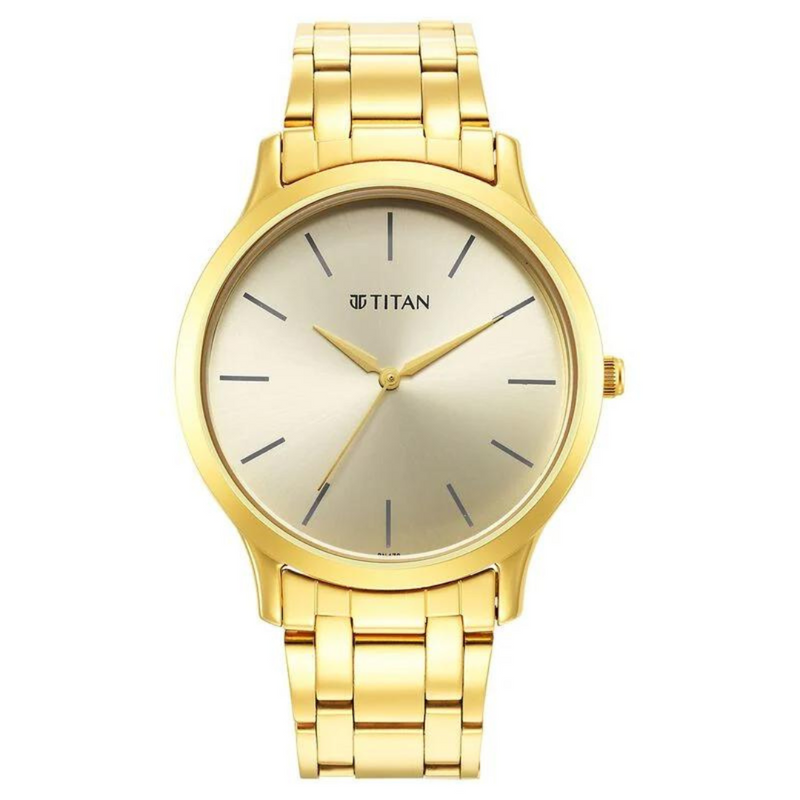 Titan Karishma Radiance Champagne Dial Analog Watch for Men - 1825YM08