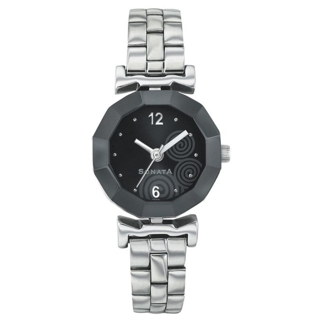 Sonata ladies 2025 watch black