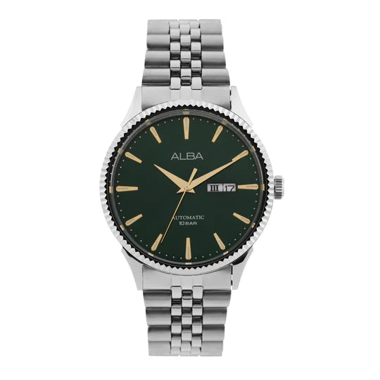 ALBA Emerald Green Silver Strap Mechanical Watch AL4235X1 - KRISHNA WATCH COMPANY