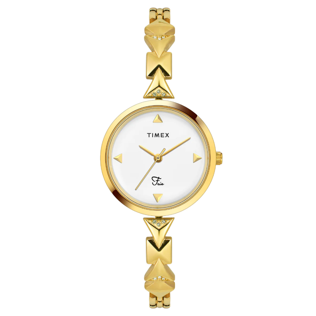Timex Fria Female White Analog Brass Watch - TWEL18301 - KRISHNA WATCH COMPANY