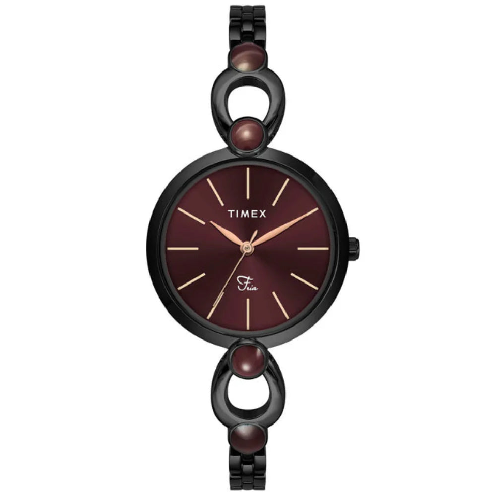 Timex Fria Women Maroon Round Dial Analog Watch - TWEL18107 - KRISHNA WATCH COMPANY