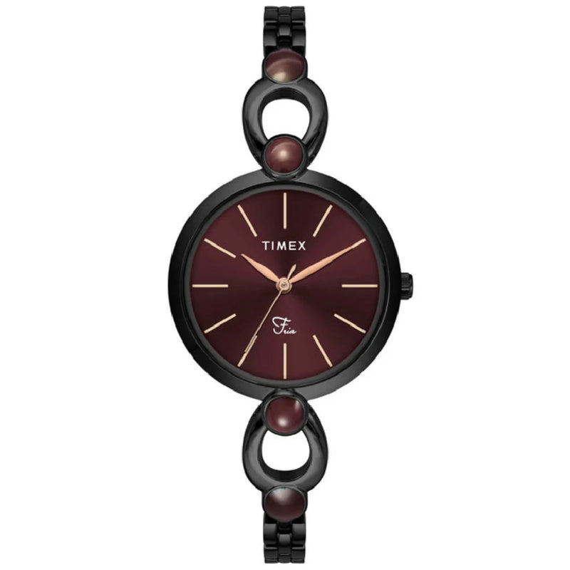 Timex Fria Women Maroon Round Dial Analog Watch - TWEL18107 - KRISHNA WATCH COMPANY