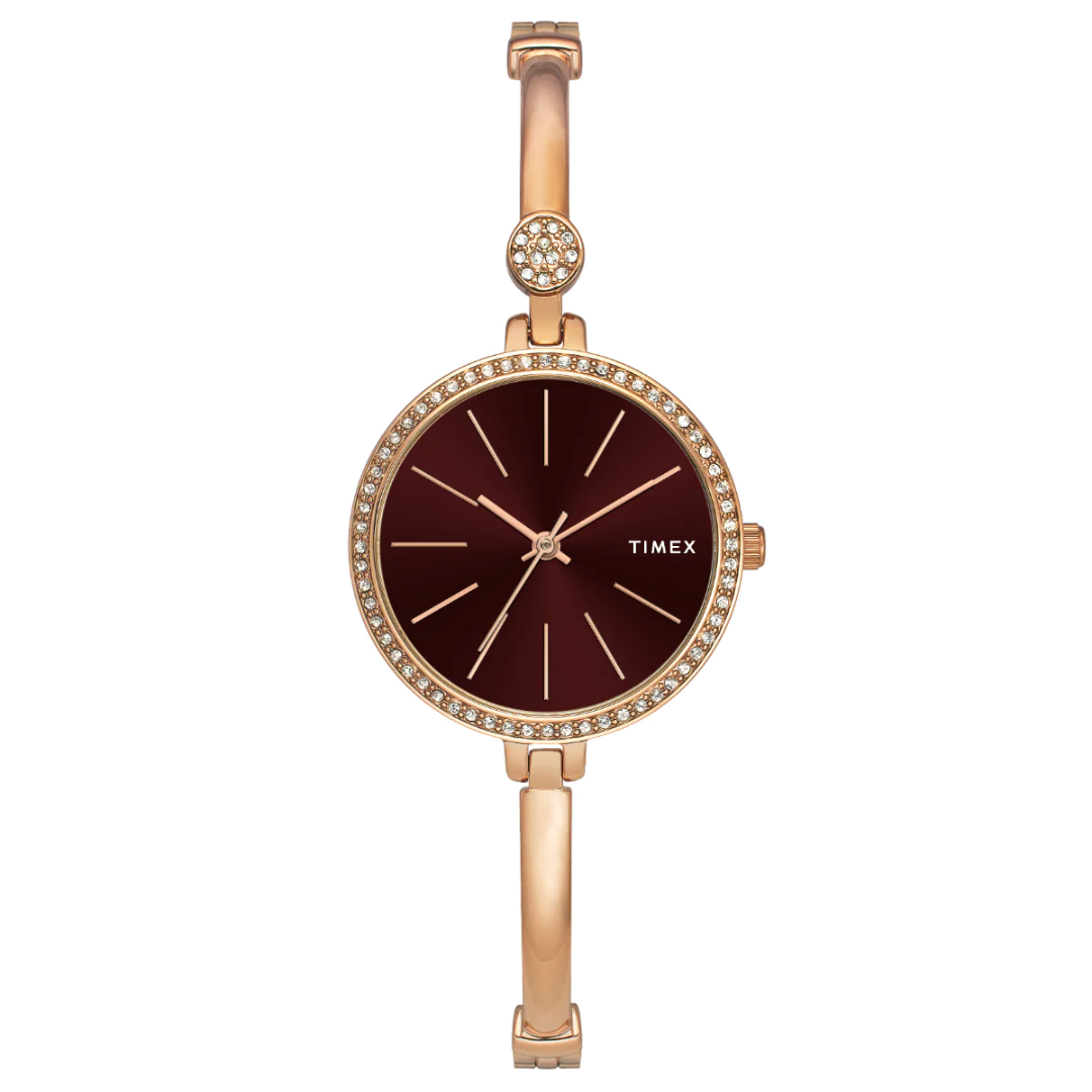 Timex Fria Women Brown Dial Round Analog Brass Dial Watch TWEL18403 - KRISHNA WATCH COMPANY