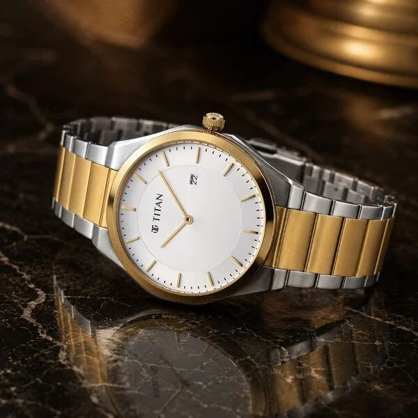 Titan Classique Slim Wear Quartz Analog Silver Dial Watch For Men 90257bm01