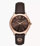 Michael Kors Slim Runway Three-Hand Brown Leather Watch Mk7546