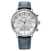 Titan Light Leathers Quartz Multifunction Black Dial Stainless Steel Strap Watch for Men - 90171SL01