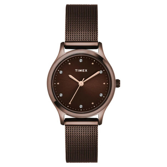 Timex Women Brown Round Analog Dial Watch- TWOTL8718