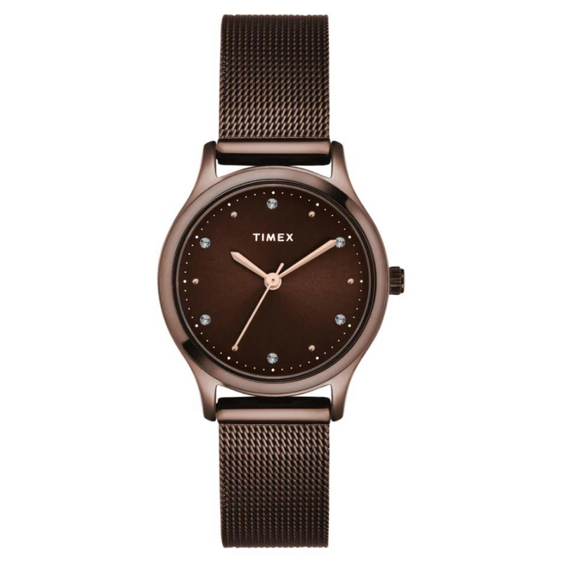 Timex Women Brown Round Analog Dial Watch- TWOTL8718