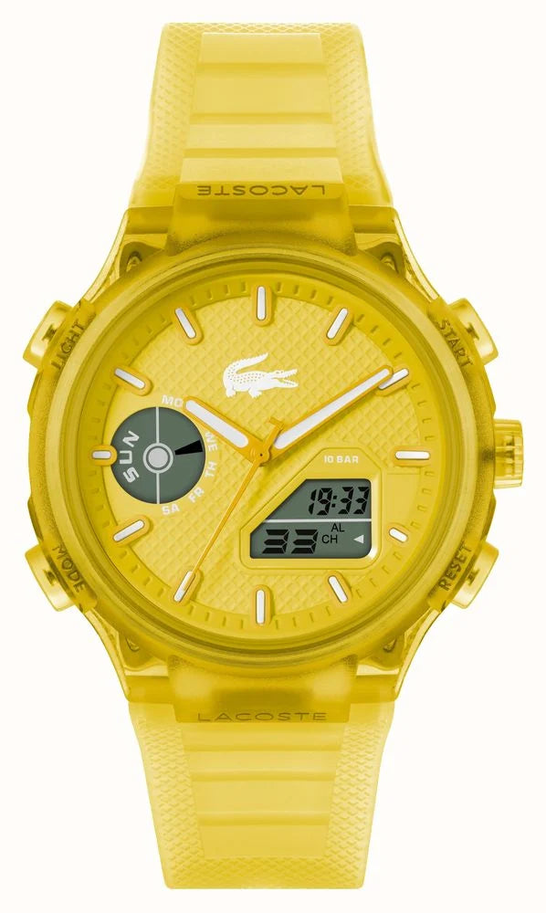 Lacoste LC33 Dual-Display Multifunction Yellow Silicone Strap 2011430 - KRISHNA WATCH COMPANY